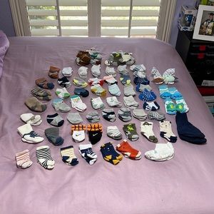 Baby Boy Socks, Beanies, and Sock/Bib Bundle